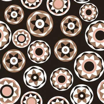 Seamless pattern with geometric aboriginal ornament. Ethnic tribal rounded color Illustrazione stock