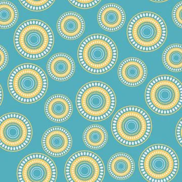 Seamless pattern with geometric aboriginal ornament. Ethnic tribal rounded color Stock Illustration