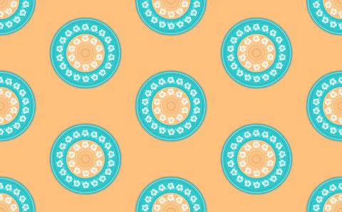 Seamless pattern with geometric aboriginal ornament. Ethnic tribal rounded color Stock Illustration