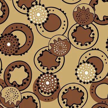 Seamless pattern with geometric aboriginal ornament. Ethnic tribal rounded color Stock Illustration