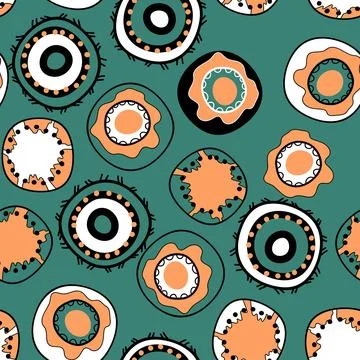 Seamless pattern with geometric aboriginal ornament. Ethnic tribal rounded color Stock Illustration