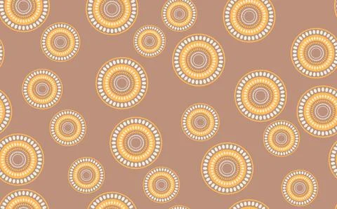 Seamless pattern with geometric aboriginal ornament. Ethnic tribal rounded color Stock Illustration