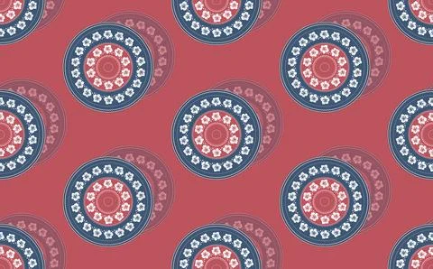 Seamless pattern with geometric aboriginal ornament. Ethnic tribal rounded color Stock Illustration