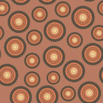 Seamless pattern with geometric aboriginal ornament. Ethnic tribal rounded color Stock Illustration