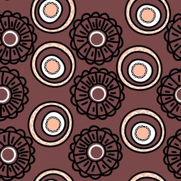 Seamless pattern with geometric aboriginal ornament. Ethnic tribal rounded color Stock Illustration