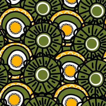 Seamless pattern with geometric aboriginal ornament. Ethnic tribal rounded color Stock Illustration