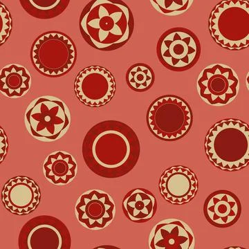 Seamless pattern with geometric aboriginal ornament. Ethnic tribal rounded color Stock Illustration