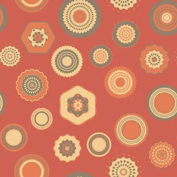 Seamless pattern with geometric aboriginal ornament. Ethnic tribal rounded color Illustrazione stock