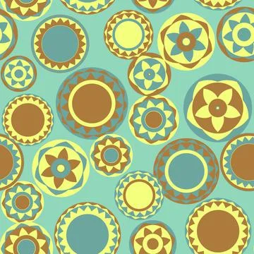 Seamless pattern with geometric aboriginal ornament. Ethnic tribal rounded color Stock Illustration