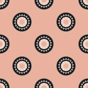 Seamless pattern with geometric aboriginal ornament. Ethnic tribal rounded color Stock Illustration
