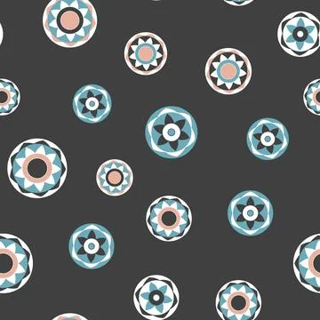 Seamless pattern with geometric aboriginal ornament. Ethnic tribal rounded color Stock Illustration