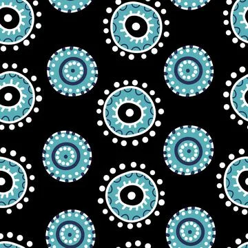 Seamless pattern with geometric aboriginal ornament. Ethnic tribal rounded color Stock Illustration