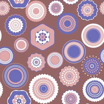 Seamless pattern with geometric aboriginal ornament. Ethnic tribal rounded color Stock Illustration