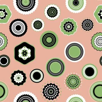 Seamless pattern with geometric aboriginal ornament. Ethnic tribal rounded color Illustrazione stock