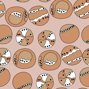 Seamless pattern with geometric aboriginal ornament. Ethnic tribal rounded color Stock Illustration