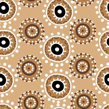 Seamless pattern with geometric aboriginal ornament. Ethnic tribal rounded color Illustrazione stock