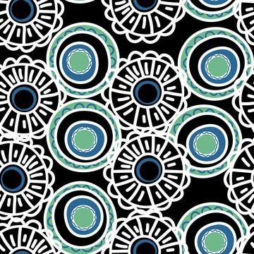 Seamless pattern with geometric aboriginal ornament. Ethnic tribal rounded color Stock Illustration
