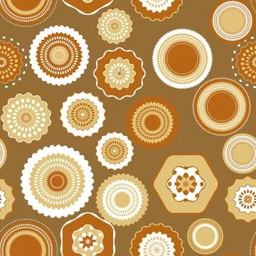 Seamless pattern with geometric aboriginal ornament. Ethnic tribal rounded color Stock Illustration