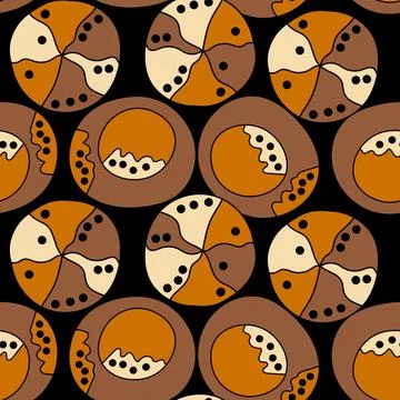 Seamless pattern with geometric aboriginal ornament. Ethnic tribal rounded color Stock Illustration