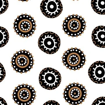 Seamless pattern with geometric aboriginal ornament. Ethnic tribal rounded color Illustrazione stock