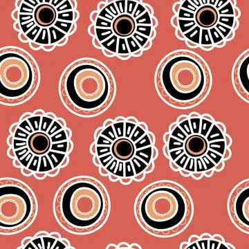 Seamless pattern with geometric aboriginal ornament. Ethnic tribal rounded color Stock Illustration