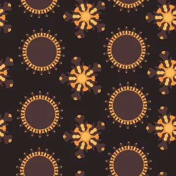 Seamless pattern with geometric aboriginal ornament. Ethnic tribal rounded color Stock Illustration