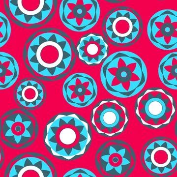 Seamless pattern with geometric aboriginal ornament. Ethnic tribal rounded color Stock Illustration