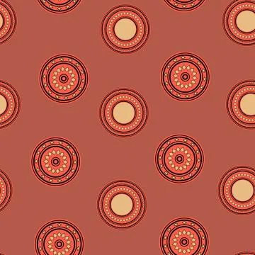 Seamless pattern with geometric aboriginal ornament. Ethnic tribal rounded color Stock Illustration