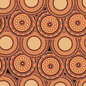 Seamless pattern with geometric aboriginal ornament. Ethnic tribal rounded color Illustrazione stock