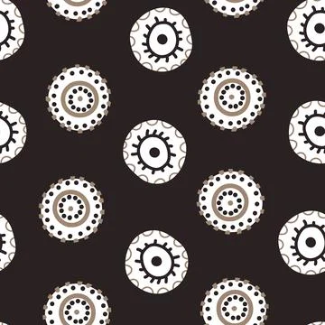 Seamless pattern with geometric aboriginal ornament. Ethnic tribal rounded color Stock Illustration