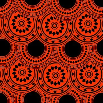Seamless pattern with geometric aboriginal ornament. Ethnic tribal rounded color Stock Illustration