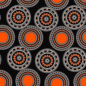 Seamless pattern with geometric aboriginal ornament. Ethnic tribal rounded color Illustrazione stock