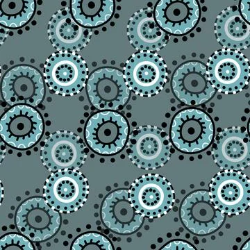 Seamless pattern with geometric aboriginal ornament. Ethnic tribal rounded color Illustrazione stock