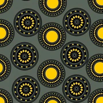 Seamless pattern with geometric aboriginal ornament. Ethnic tribal rounded color Stock Illustration