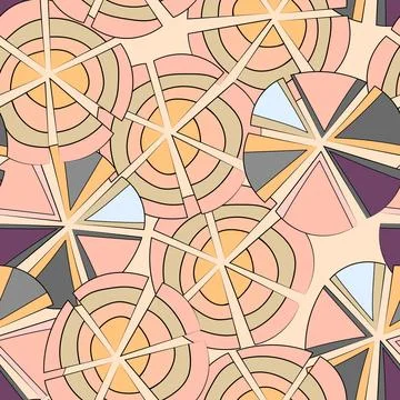 Seamless pattern with geometric aboriginal ornament. Ethnic tribal rounded color Stock Illustration