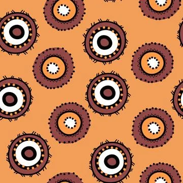 Seamless pattern with geometric aboriginal ornament. Ethnic tribal rounded color Illustrazione stock