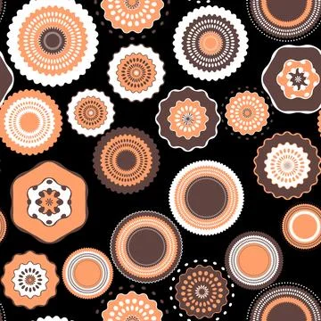Seamless pattern with geometric aboriginal ornament. Ethnic tribal rounded color Stock Illustration