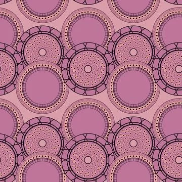 Seamless pattern with geometric aboriginal ornament. Ethnic tribal rounded color Stock Illustration