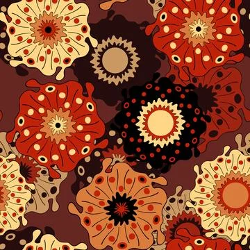 Seamless pattern with geometric aboriginal ornament. Ethnic tribal rounded color Illustrazione stock