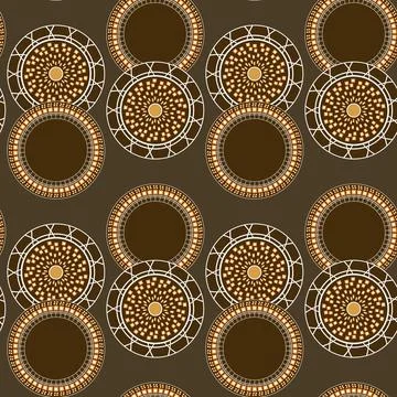 Seamless pattern with geometric aboriginal ornament. Ethnic tribal rounded color Stock Illustration