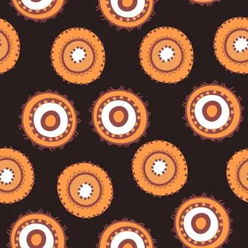 Seamless pattern with geometric aboriginal ornament. Ethnic tribal rounded color Stock Illustration