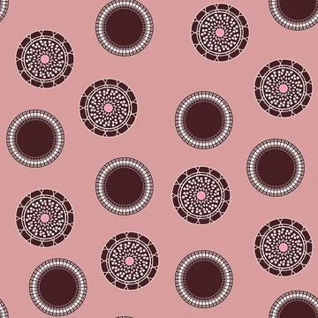 Seamless pattern with geometric aboriginal ornament. Ethnic tribal rounded color Stock Illustration