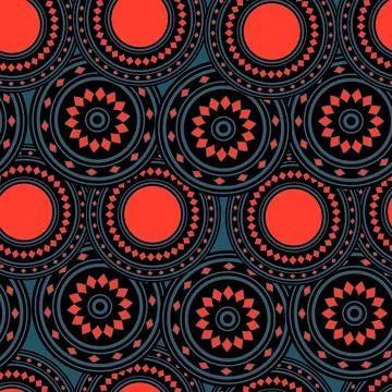 Seamless pattern with geometric aboriginal ornament. Ethnic tribal rounded color Stock Illustration