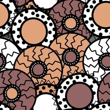 Seamless pattern with geometric aboriginal ornament. Ethnic tribal rounded color Stock Illustration