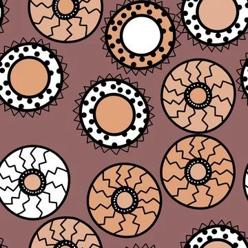 Seamless pattern with geometric aboriginal ornament. Ethnic tribal rounded color Illustrazione stock
