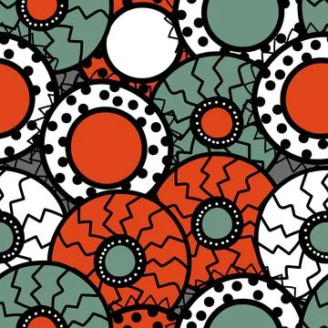 Seamless pattern with geometric aboriginal ornament. Ethnic tribal rounded color Stock Illustration