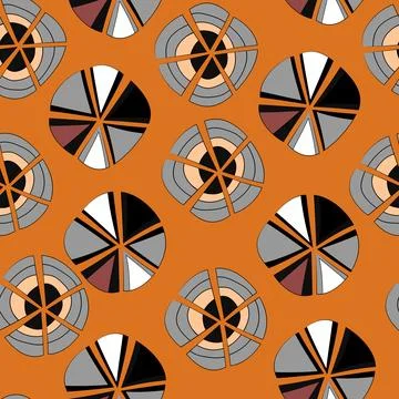 Seamless pattern with geometric aboriginal ornament. Ethnic tribal rounded color Stock Illustration