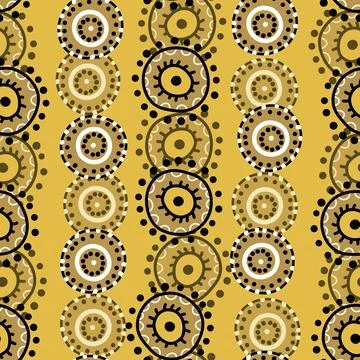 Seamless pattern with geometric aboriginal ornament. Ethnic tribal rounded color Illustrazione stock