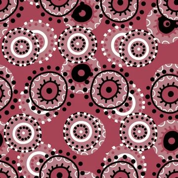 Seamless pattern with geometric aboriginal ornament. Ethnic tribal rounded color Stock Illustration
