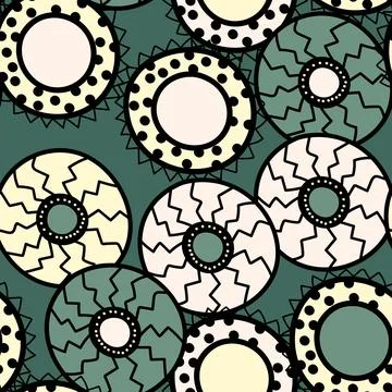 Seamless pattern with geometric aboriginal ornament. Ethnic tribal rounded color Illustrazione stock